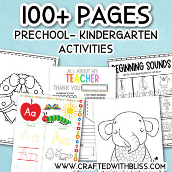 Preview of 100+ Preschool- Kinder Activities Workbook, Preschool Activities