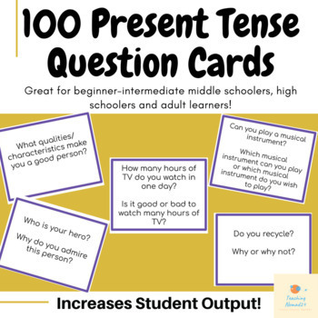 Preview of 100 Present Tense ESL/EFL Question Cards