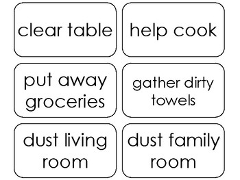 Child Responsibilitie 100 Chores and Daily Routines Words Laminated Flashcards 