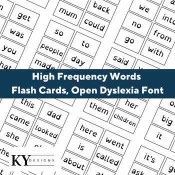 Preview of 100 Printable High Frequency Flash Cards Dyslexia Learners,