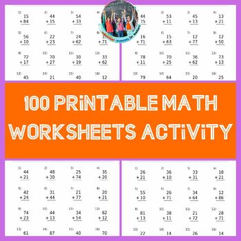 100 Printable Math Worksheets Activity | TPT