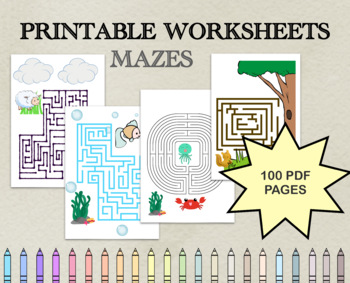 Preview of 100 Printable Worksheets  MaZe for Kids  Preschool At Home