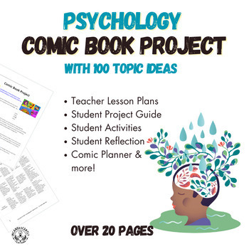 Preview of 100  Psychology Topic Ideas & Comic Book Project: Grades 9-12