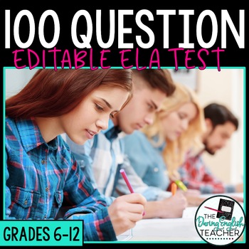 Preview of 100 Question Editable English Pre-Test/Final Exam with Study Guide