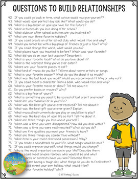 100+ Questions to Build Relationships | Digital & Print SEL Activity