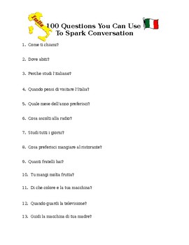 Preview of 100 Questions to Spark Conversation in Italian
