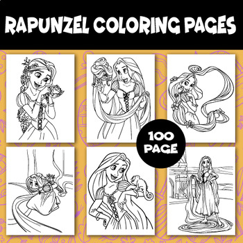 Preview of 100 Rapunzel Coloring Pages for Kids, Girls, Boys, Teens Adventure Activity