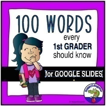 Preview of 100 Reading Sight Words First Grade Digital Flash Cards on Google Slides