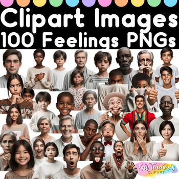 Preview of 100 Realistic Feelings Emotions Clipart Images PNGs Commercial Personal Use