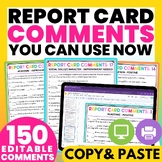 Report Card Comments Editable Student Feedback Parent Teac