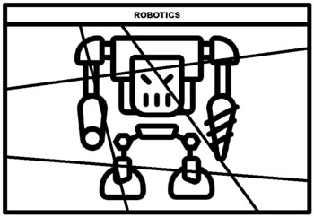 Preview of 100 Robotics Pop Art Coloring Pages, No Prep Art Sub Plan, Art Activity