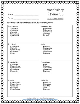 100+ SAT ACT Practice Worksheets Vocabulary Context Clues ...