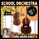 100 School Orchestra Open String Worksheets:  Halloween Theme