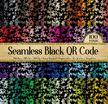 Preview of 100 Seamless Black QR Code Digital Papers
