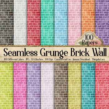 Preview of 100 Seamless Grunge Brick Wall Pattern Digital Papers