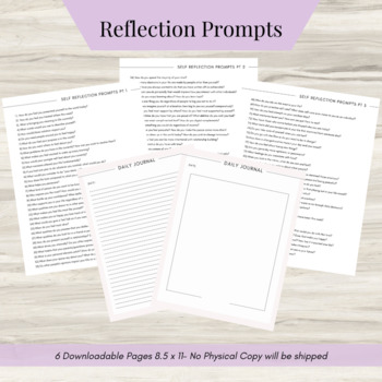 Preview of 100 Self Reflective Journal Prompts, Mental Health Journal, Self Care Journal