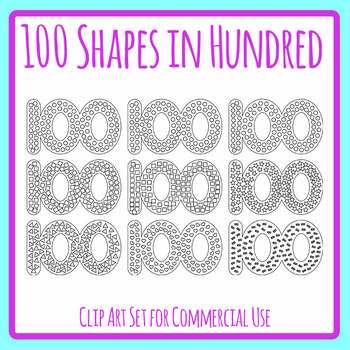 100 Shapes in One Hundred Outline - Hundredth Day of School Counting ...