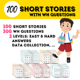 100 Short Stories Bundle 1 with WH Questions Reading Speec