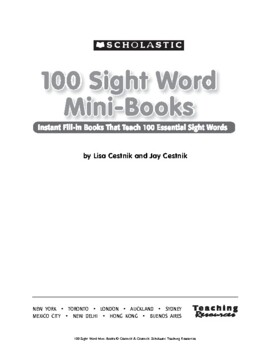 100 Sight Word Mini Books by Scholatic Shop Teachers Pay Teachers