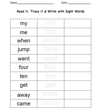 100 Sight Words: Read it, Write it, Trace it by missleeloves | TPT