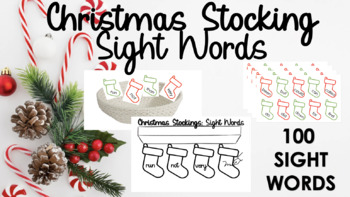 Preview of 100 Sight Words Reading and Writing Practice - Christmas Stocking Theme