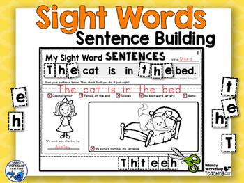 Preview of 100 Sight Words Sentence Building - Whimsy Workshop Teaching