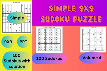 Preview of 100 Simples Sudoku Puzzles with Solution Vol 4