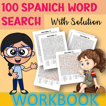 Preview of 100 Spanich Words  Search With Solutions
