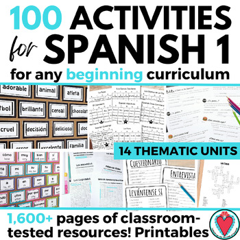 Preview of Back to School Spanish Activities Bundle Lessons Games for Spanish 1 Curriculum