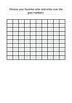 Preview of 100 Squares Table Exercise