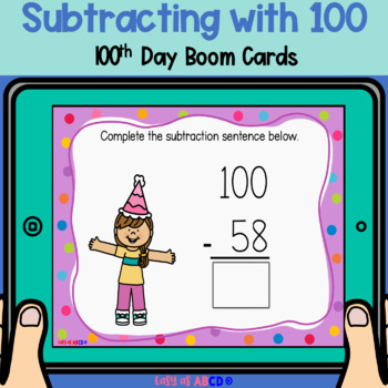 Preview of 100 Subtracting 100th Day of School | BOOM™ Cards