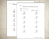 100 Subtraction Worksheets - numbers up to 300