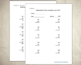 100 Subtraction Worksheets - numbers up to 50