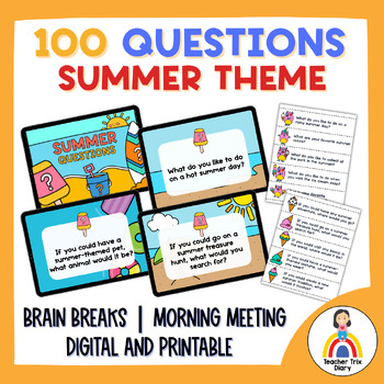 100 Summer Questions: Brain Break | Morning Meeting Question of the Day