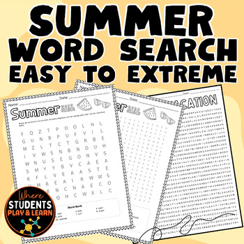 Preview of 100 Summer Vacation Word Search Puzzles with Answer key