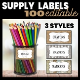 100 Teacher Toolbox Supply Labels | editable in 3 styles