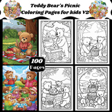 100 Teddy Bear's Picnic Coloring Pages for kids V2