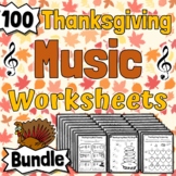 100 Thanksgiving Music Worksheets | Clef Rhythm Compositio