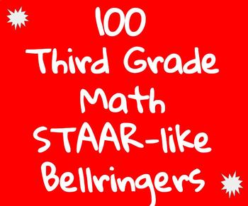 Preview of 100 Third Grade Math STAAR-like Bellringers