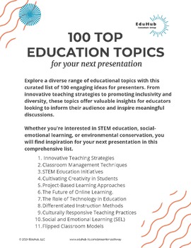 Preview of 100 Top Education Topics for your next presentation