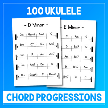 Preview of 100 Ukulele Chord Progressions - Music Posters - Reference Sheets