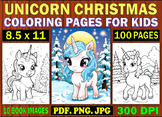 100 Unicorn Christmas Coloring Pages