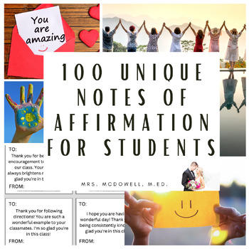 Preview of 100 Unique Notes of Affirmation for Students