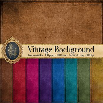 Preview of 100 Vintage Background Antique Background Digital Papers in 100 Colors