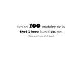 100 Vocabulary Word's 100th Day of School