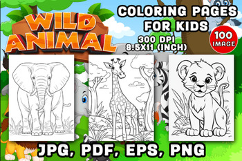 Preview of 100 Wild Animal Coloring Pages for Kids