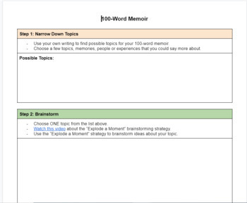 100 word memoir assignment
