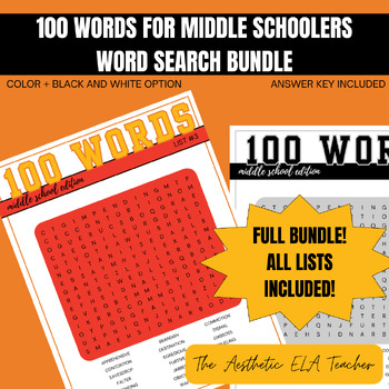 Preview of 100 Words for Middle Schoolers *WORD SEARCH BUNDLE*