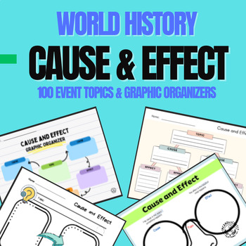 Preview of 100 World History Cause & Effects Topics and Graphic Organizers