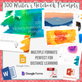 100 Writer's Notebook Prompts - multiple formats perfect f